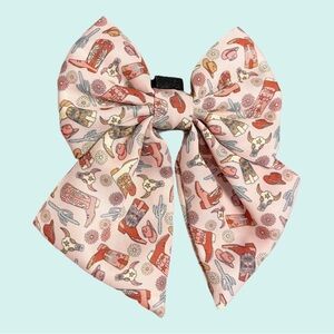 Pink Western-Print Dog Sailor Bow Tie Accessory